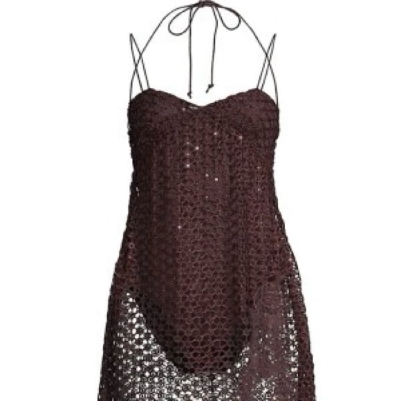 NWT Intimately Free People bathing suit attached dress bodysuit L sequin crochet - Picture 5 of 11